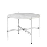 Gubi - TS coffee table small round marble, polished steel Ø55