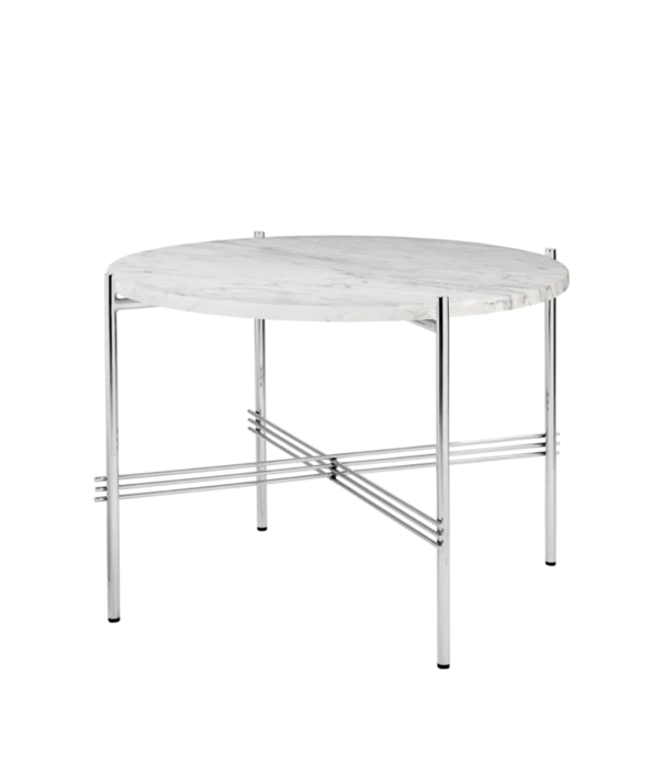 Gubi  Gubi - TS coffee table small round marble, polished steel Ø55