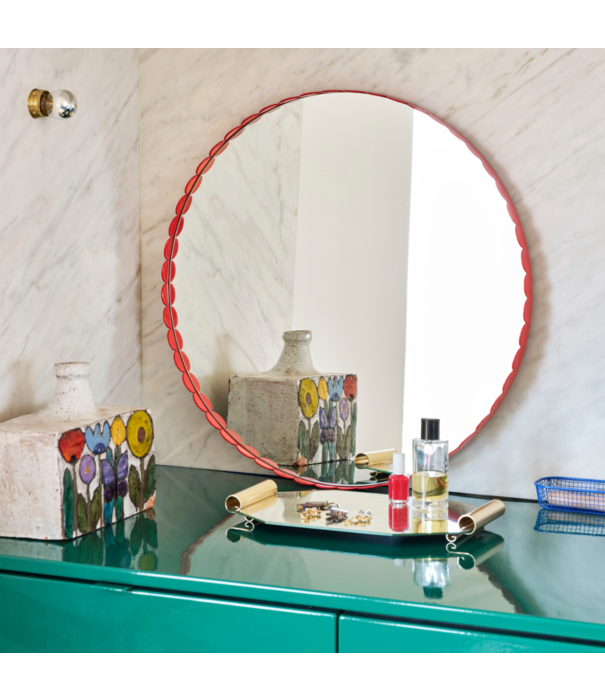 Hay  Arcs Mirror Round red