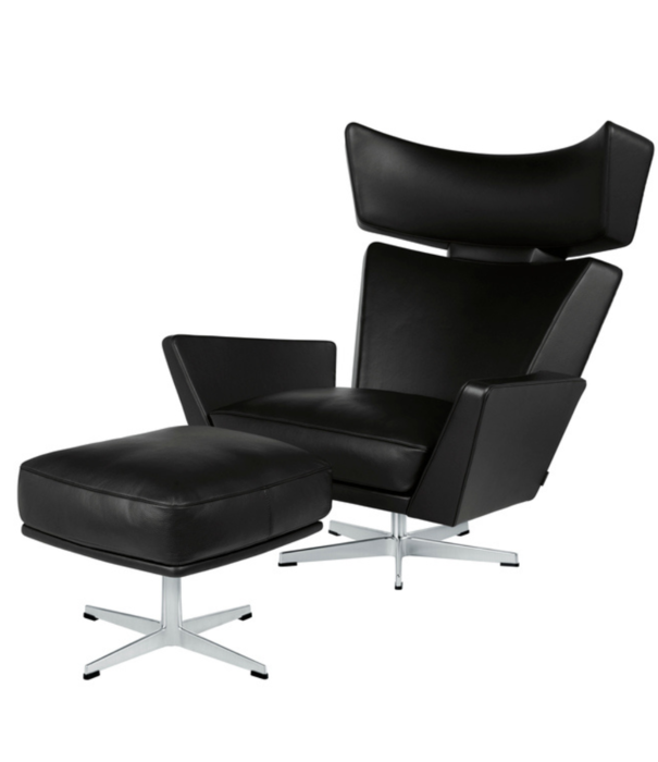 Fritz Hansen Fritz Hansen - Oksen lounge stoel leer, swivel onderstel