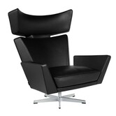 Fritz Hansen - Oksen lounge stoel leer, swivel onderstel