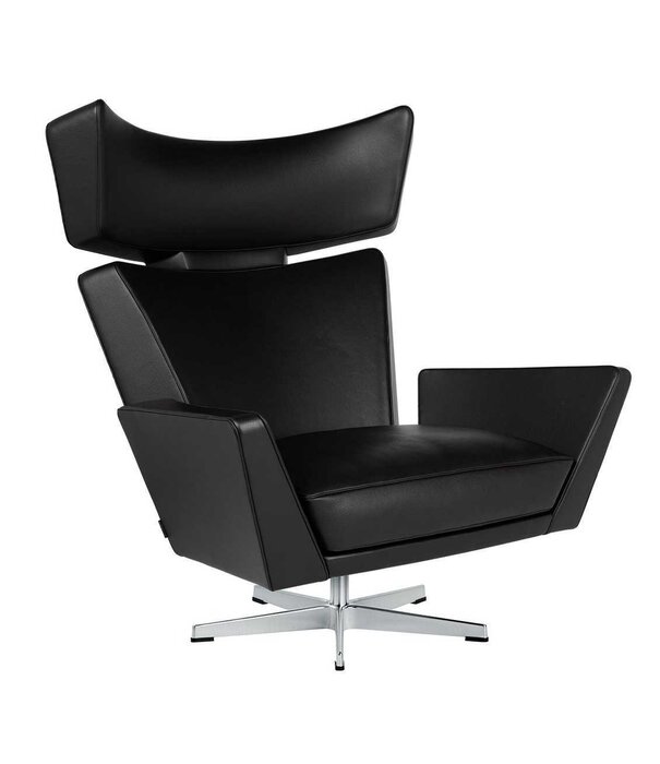 Fritz Hansen Fritz Hansen - Oksen lounge stoel leer, swivel onderstel