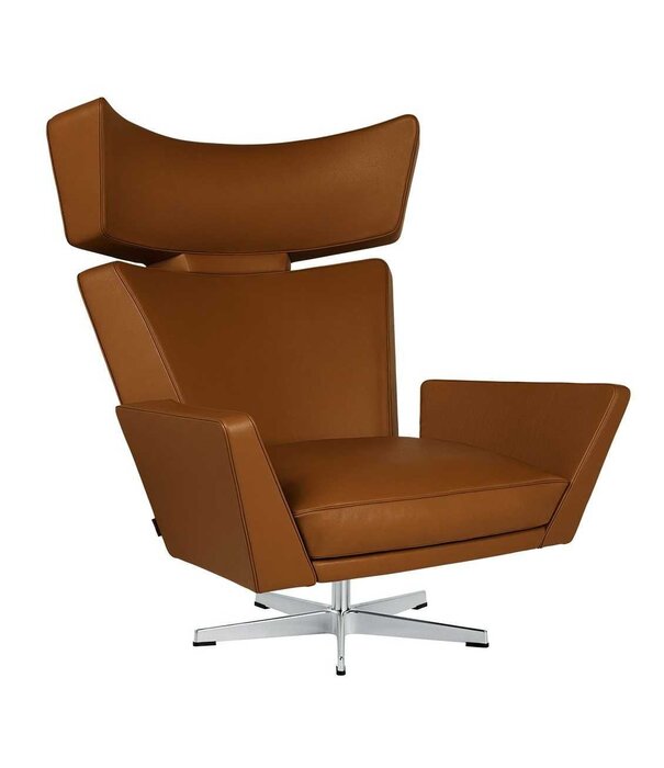 Fritz Hansen Fritz Hansen - Oksen lounge stoel leer, swivel onderstel