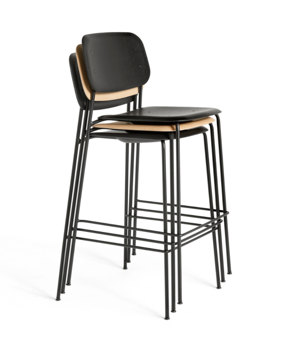 Hay  Hay Soft Edge 90 bar stool dusty green, black frame