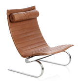 Fritz Hansen - PK20 lounge chair leather, matte chrome steel base