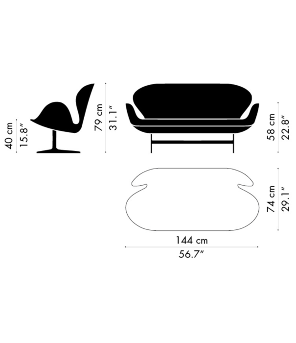 Fritz Hansen Fritz Hansen - Swan Sofa leather L144