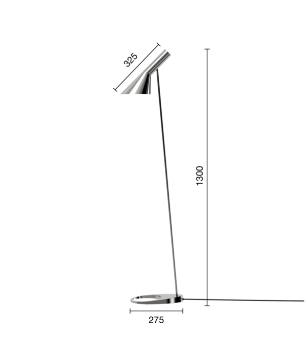 Louis Poulsen  Louis Poulsen - AJ vloerlamp gepolijst RVS