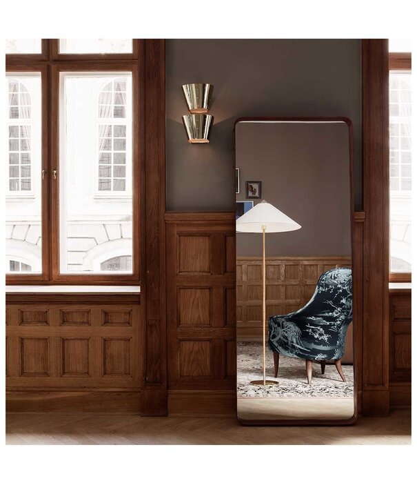 Gubi  Gubi - Adnet large wandspiegel creamy white leer