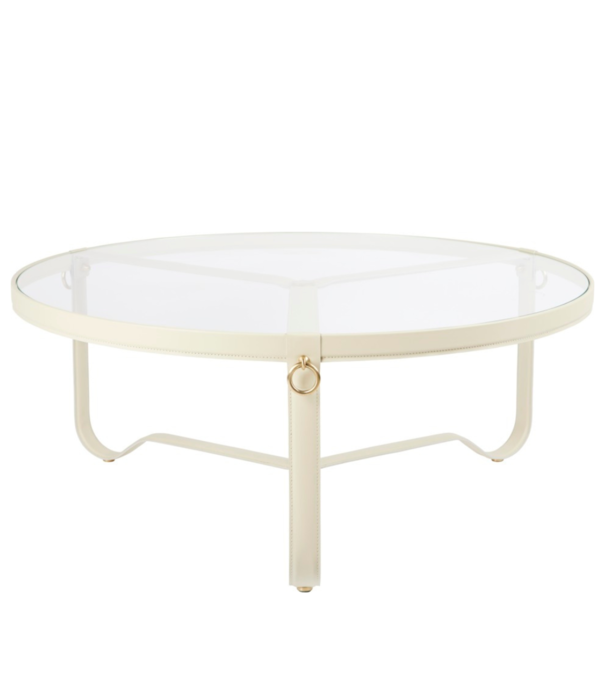 Gubi  Gubi - Adnet coffee table creamy white leather