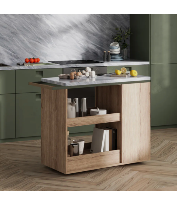 Asplund  Asplund: Remy Serving trolley oak - white Carrara marble top