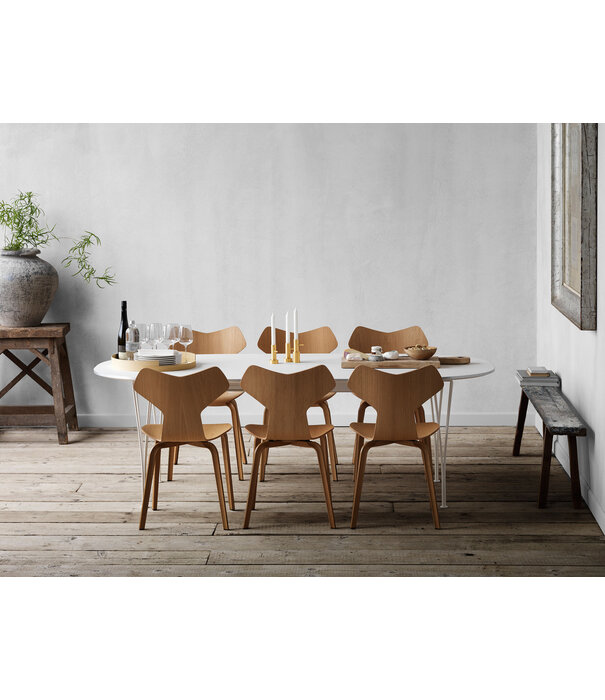 Fritz Hansen Fritz Hansen Grand Prix Stoel eiken, voorkant Steelcut Trio grijs