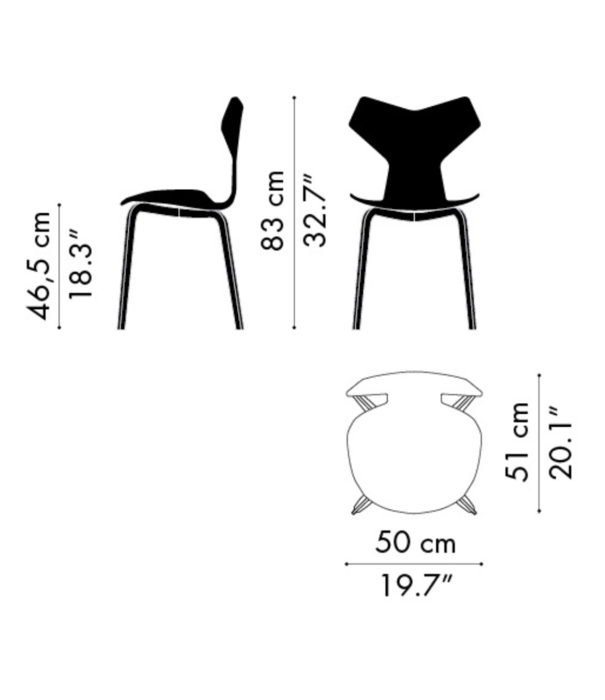 Fritz Hansen Fritz Hansen Grand Prix Chair oak, front Steelcut Trio grey