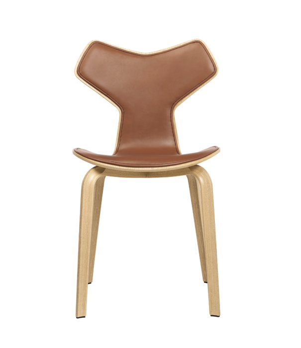 Fritz Hansen Fritz Hansen Grand Prix Stoel eiken, voorkant Grace Walnut leer