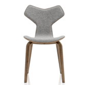 Fritz Hansen - Grand Prix Chair walnut, front upholstery Hallingdal grey