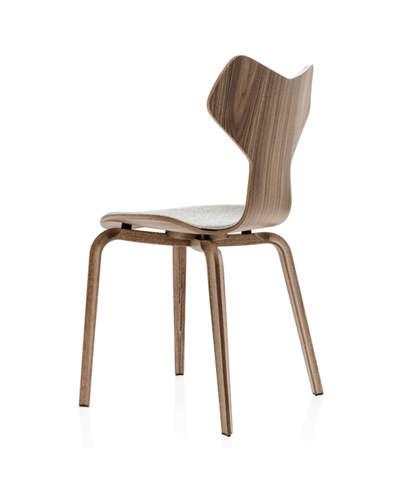 Fritz Hansen Fritz Hansen - Grand Prix Stoel walnoot, voorkant stof Hallingdal grijs