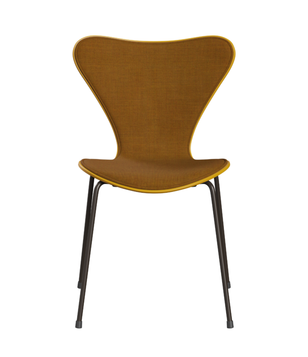 Fritz Hansen Fritz Hansen Series 7 Butterfly Chair true yellow, front Remix 422, bronze base