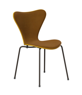 Fritz Hansen Series 7 Butterfly Chair true yellow, front Remix 422, bronze base