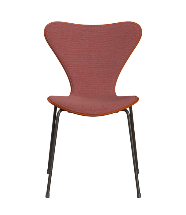 Fritz Hansen  Fritz Hansen Series 7 Vlinderstoel paradise orange, voorkant Steelcut Trio 636, brons poten
