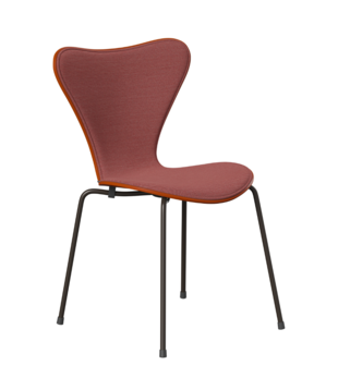 Fritz Hansen Series 7 Butterfly Chair paradise orange, front Steelcut Trio 636, bronze base