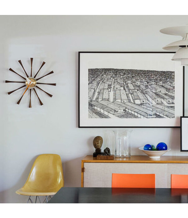 Vitra  Vitra Spindle Wall Clock, solid walnut