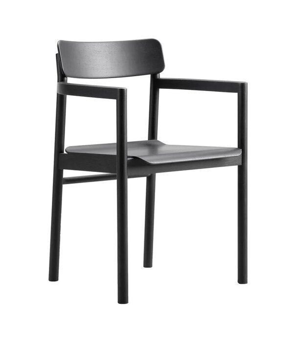 Fredericia  Fredericia - Post armchair, black oak  - black leather