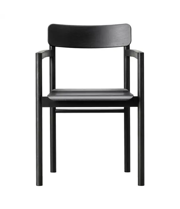Fredericia  Fredericia - Post armchair, black oak  - black leather