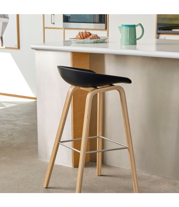 Hay  Hay Dining Campaign, AAS 32 Low Bar Stool black oak base