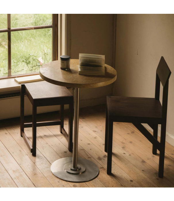 Frama  Frame Table 57 yellow limestone, stainless steel base