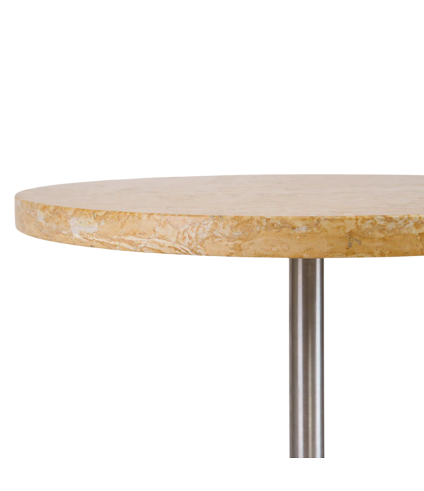 Frama  Table 57 yellow limestone, stainless steel base