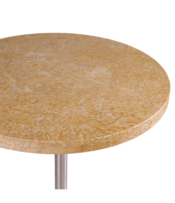 Frama  Table 57 yellow limestone, stainless steel base