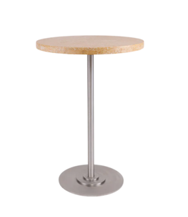 Frame Table 57 yellow limestone, stainless steel base Ø55