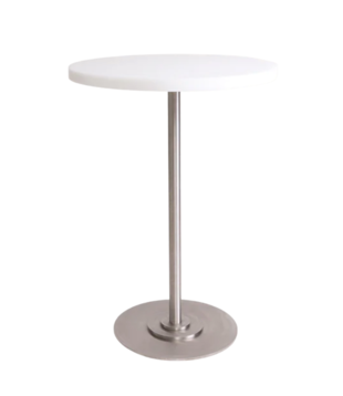 Tafel 57 wit, rvs voet Ø55