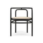 Fritz Hansen PK15 Armstoel zwart essen, frans riet