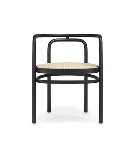 Fritz Hansen PK15 Armstoel zwart essen, frans riet