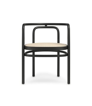 Fritz Hansen PK15 Armstoel zwart essen, frans riet