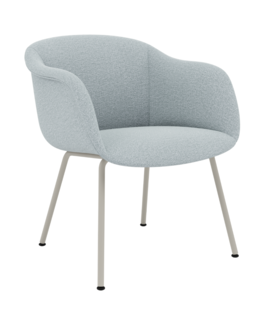 Muuto - Fiber Soft Armstoel Ecriture blauw, tube grijs voet