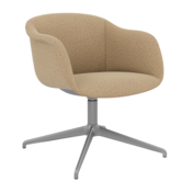 Muuto - Fiber Soft Armstoel Ecriture, grijs swivel voet