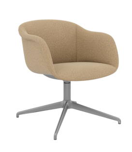 Muuto - Fiber Soft Armstoel Ecriture sand, grijs swivel voet