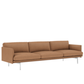 Muuto - Outline 3,5 seater Sofa camel leather, base polished aluminium