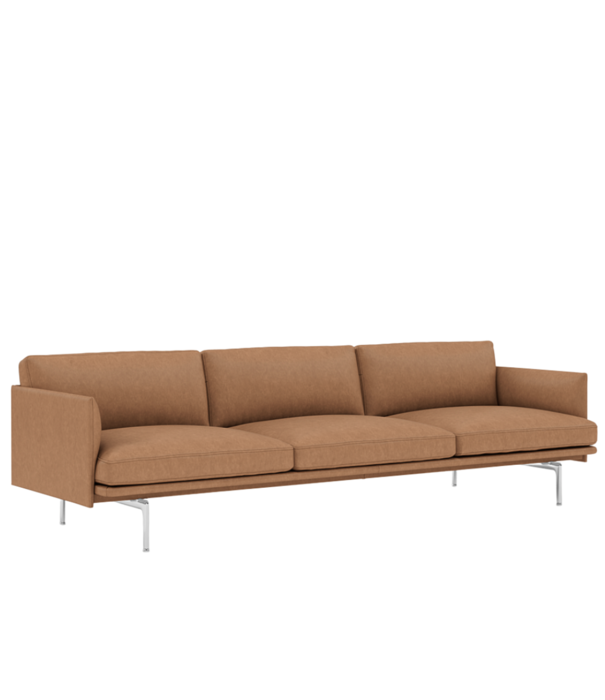 Muuto  Muuto - Outline 3,5 seater Sofa camel leather, base polished aluminium