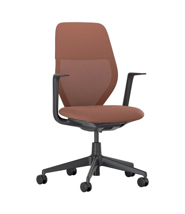 Vitra  ACX Soft Bureaustoel deep black,  mesh terracotta, grid knit terracotta