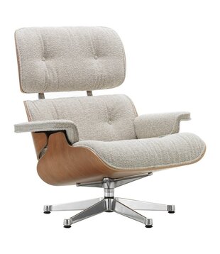 Vitra - Eames Lounge Chair kersenhout, stof Nubia cream-sand
