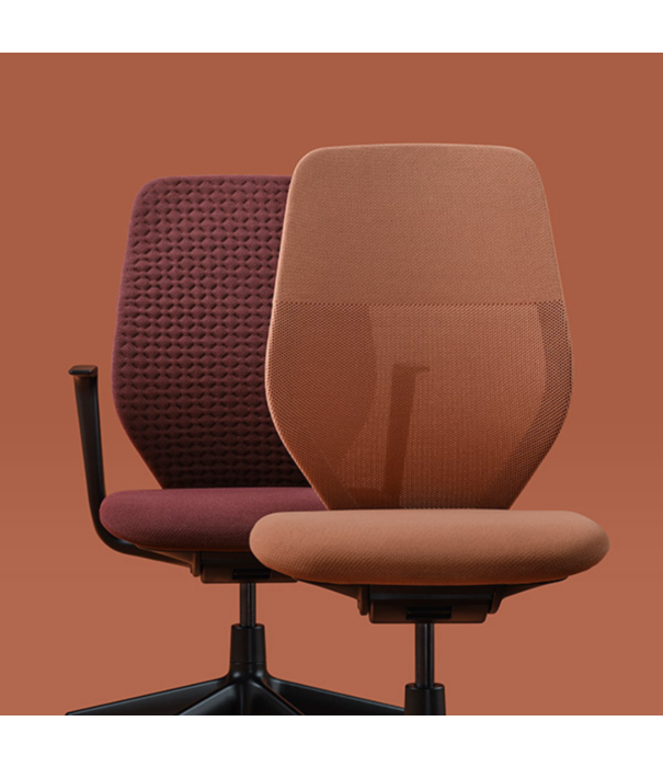 Vitra  ACX Soft Bureaustoel deep black,  mesh terracotta, grid knit terracotta