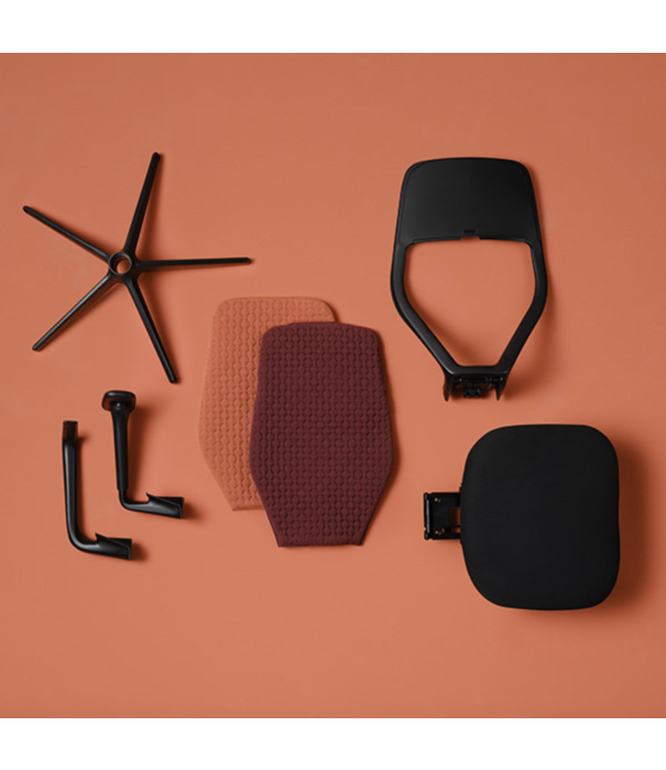 Vitra  ACX Soft Bureaustoel deep black,  mesh terracotta, grid knit terracotta