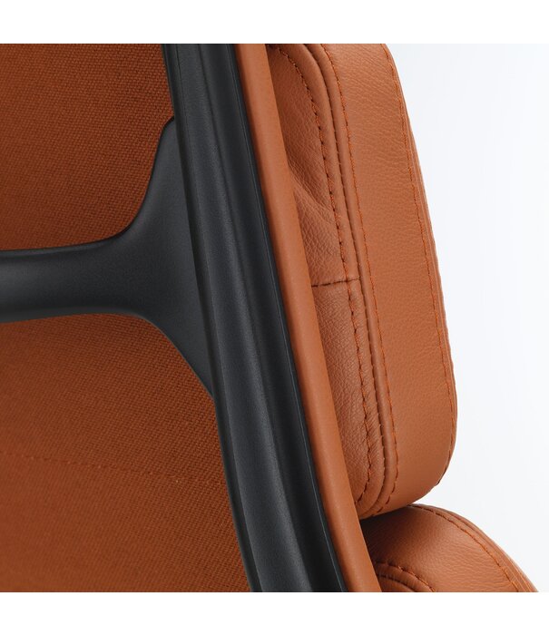 Vitra   Soft Pad Chair EA 222 lounge stoel, cognac premium F leer