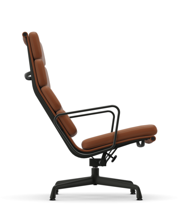 Vitra   Soft Pad Chair EA 222 lounge stoel, cognac premium F leer