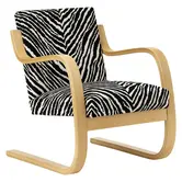 402 Armchair honey stained birch, Zebra black / white