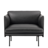 Outline Studio Fauteuil Refine zwart leer, voet zwart