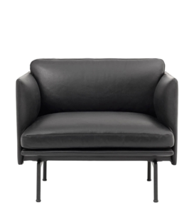 Muuto - Outline Studio fauteuil Refine zwart leer, voet zwart