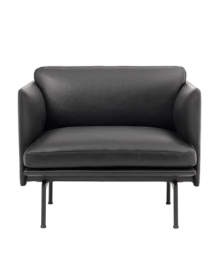 Muuto - Outline Studio chair Refine black leather, base black